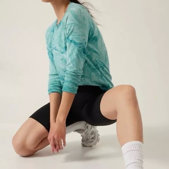 Athleta Women's sweatshirt sumo marble green pullover top size M NWT - Picture 3 of 10